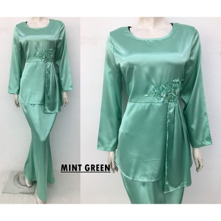 Shop Malaysia Vivfashionhouse Baju Kurung Moden Dan Kain Duyung Acut Plain Fashion Peplum Material Satin Size 38 52 Shopee Singapore