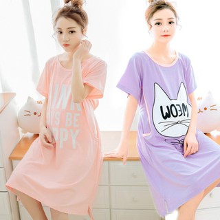 Short Sleeved Cotton Pregnant Women Nightdress Feeding Breast Feeding Dress