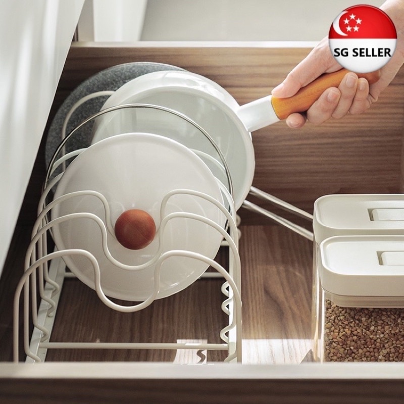 Expandable Pot and Pan Organizers Rack Pot Lid Organizer Rack Holder
