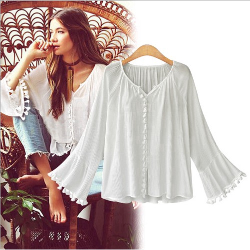 womens ruffle blouse white