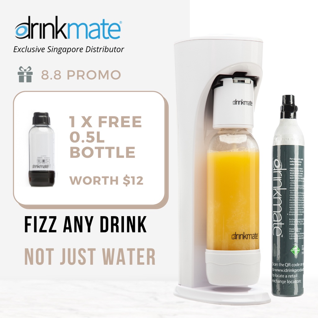 White DrinkMate Sparkling Water Soda Maker (Sodastream Cylinder