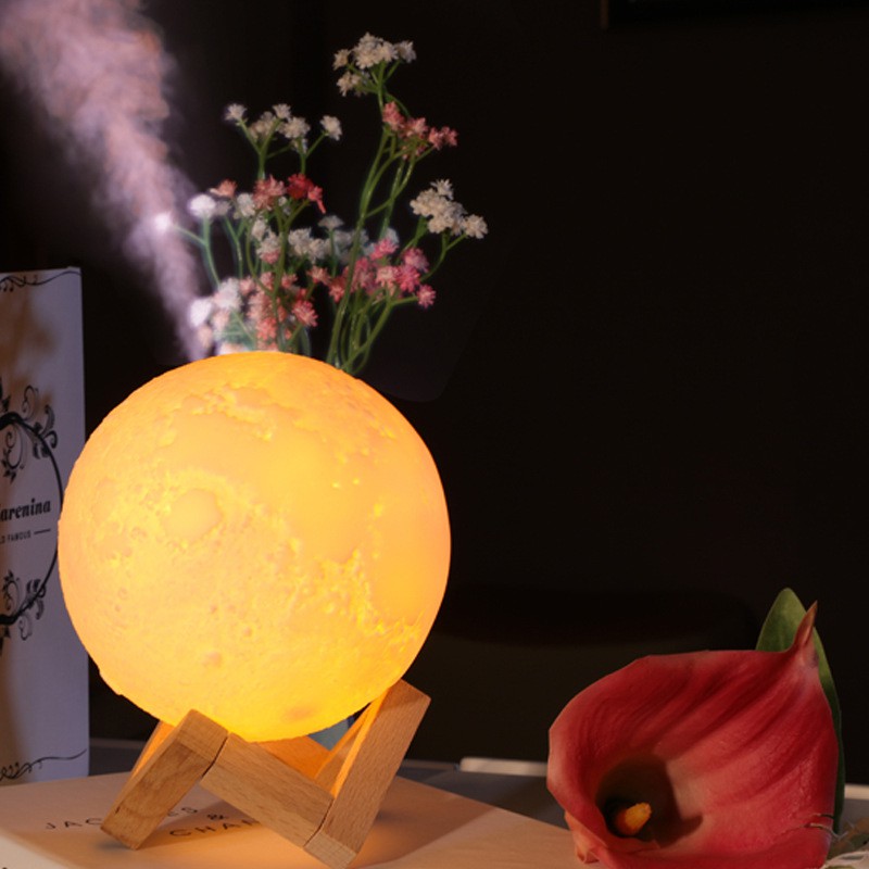 880ML 3D Moon Light Air Humidifier Aroma Essential Oil Diffuser