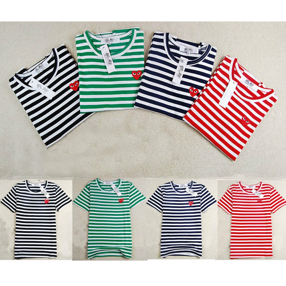 comme des garcons striped short sleeve shirt