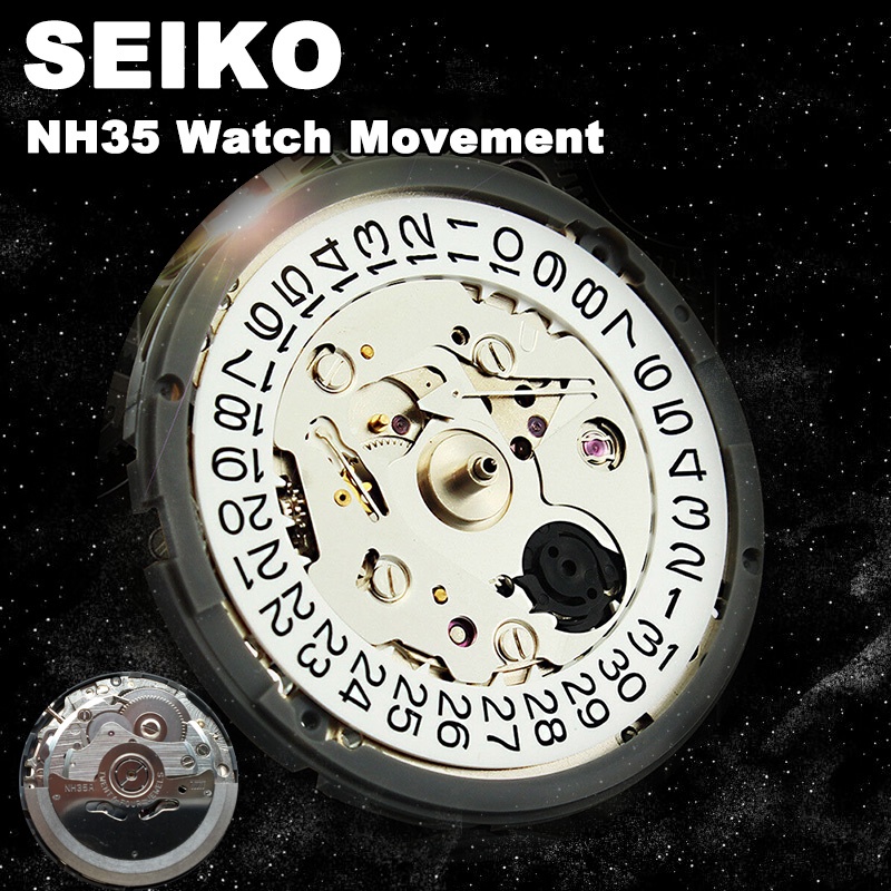 SEIKO Japan NH35A Mechanical Movement 24 Jewels with Black White Date NH35  Automatic Mechanism for Luxury Brand Watch | Shopee Singapore