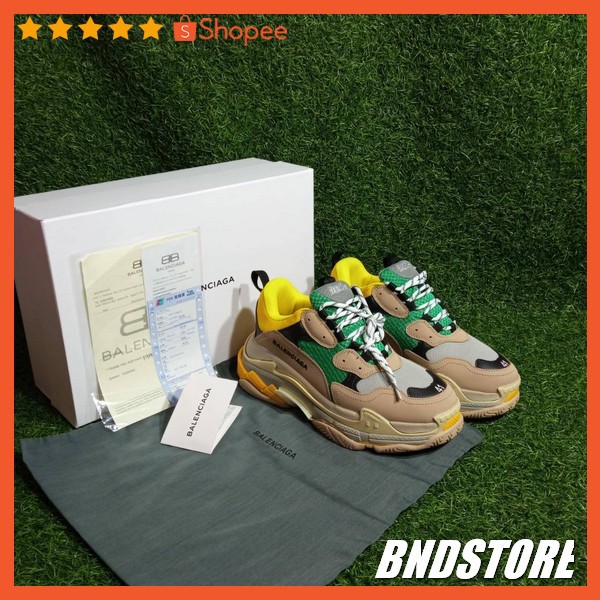 Sneakers Men Women Balenciaga Triple S Green Yellow Casual Cheapest Shopee Singapore