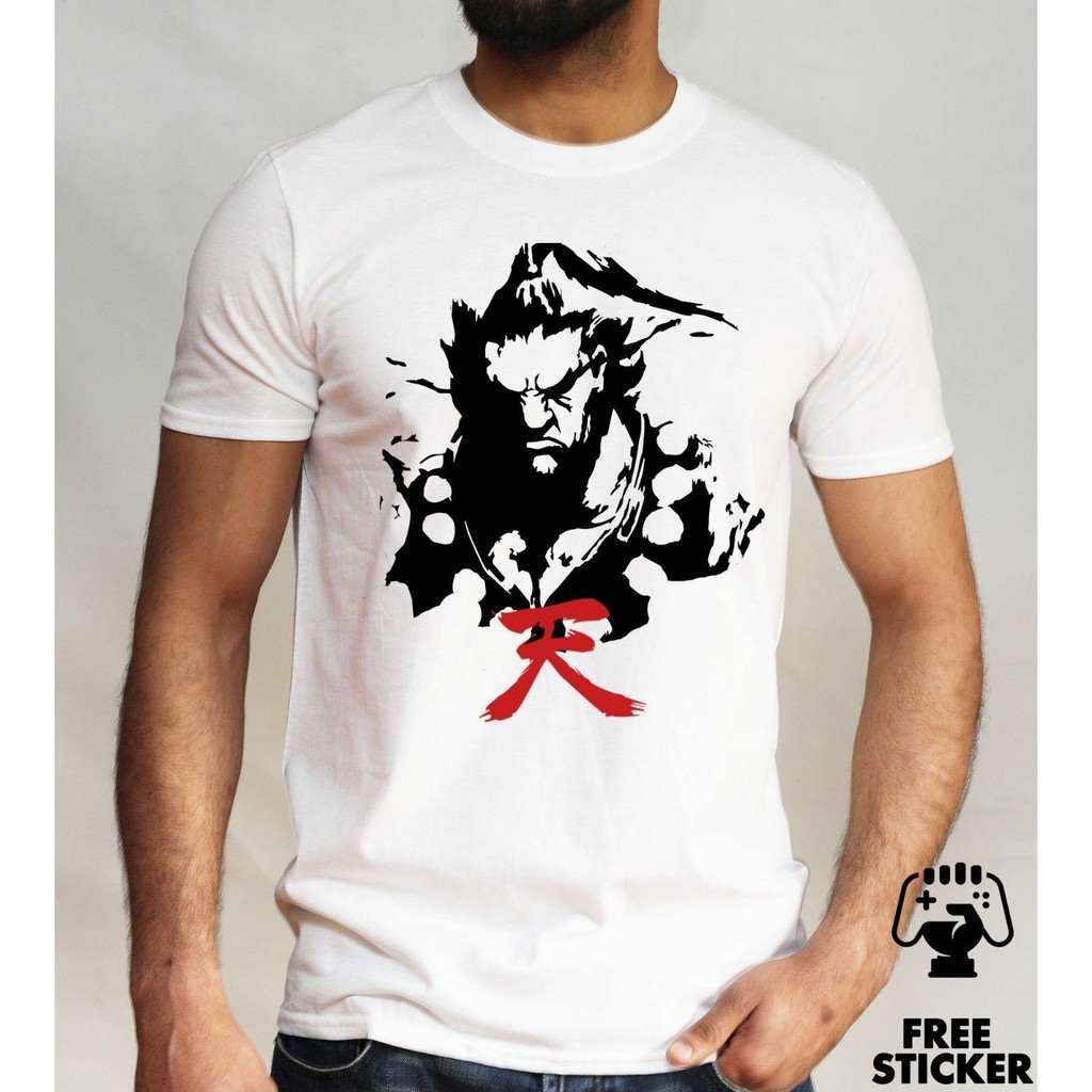 Akuma Japanese Kanji T Shirt Street Fighter Ryu Ken Retro Gamers Gift Top Printing Short Sleeve Men T Shirt O Neck Shopee Singapore - ryu outfit roblox profile guys