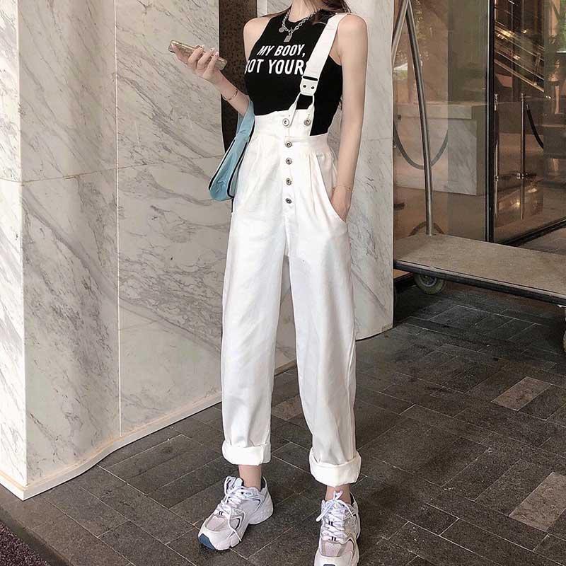 Denim Overalls Jumpsuit Sling High Waist Cowboy Strap Pants Shopee Singapore