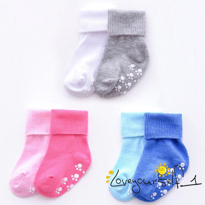loveyourself1-Newborn Baby Boy Girl Socks Soft Cotton Non-slip Bottom Loose Mouth Socks 0~6Y