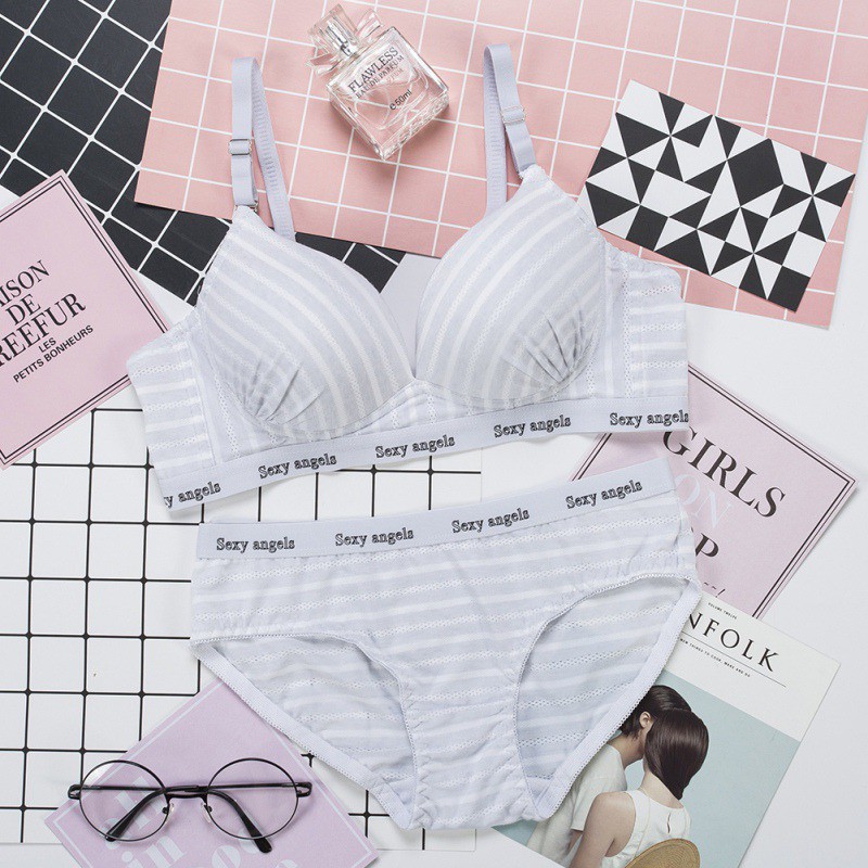 striped bra and panty set