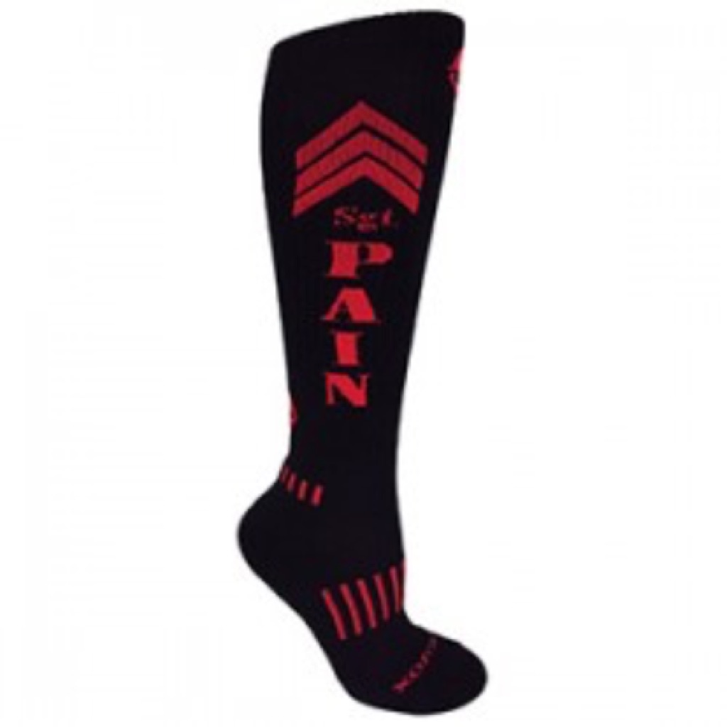 MOXY Socks Black with Red Striped Skater Skull Knee-High Socks