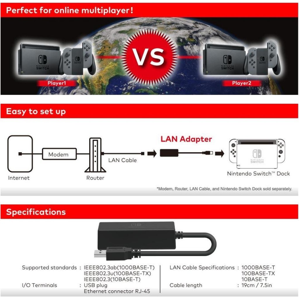 nintendo switch wired internet lan adapter