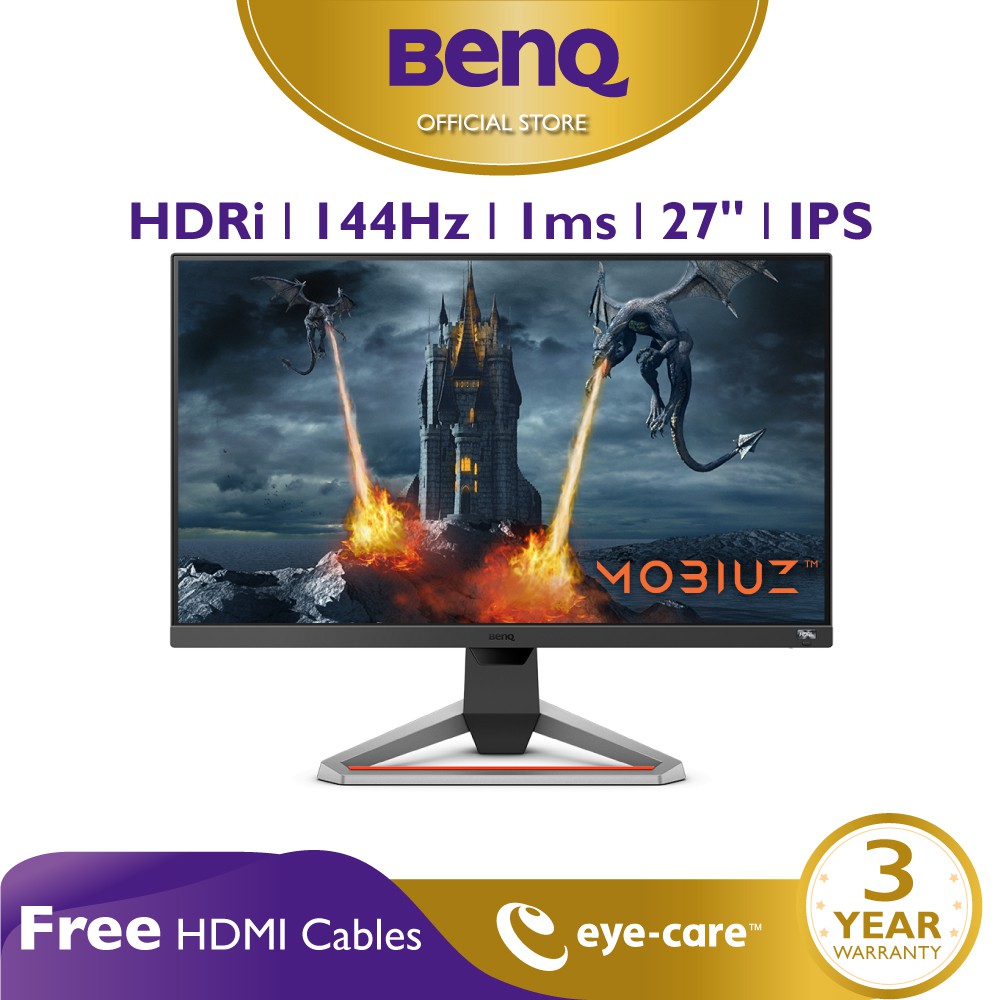 Benq Mobiuz Ex2710 27 Inch Ips 144hz 1ms Hdri Screen Auto Adjustment Tech Eye Care Gaming Monitor Shopee Singapore