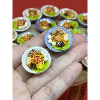 Handmade Miniature Hawker Food Lunch Fishball Dry Noodle, 1 bowl, clay #5