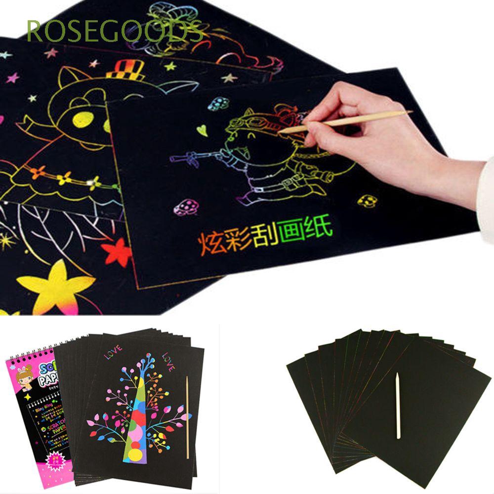 10 Page Set Magic Funny Gift Colorful Kids Scratch Paper Shopee