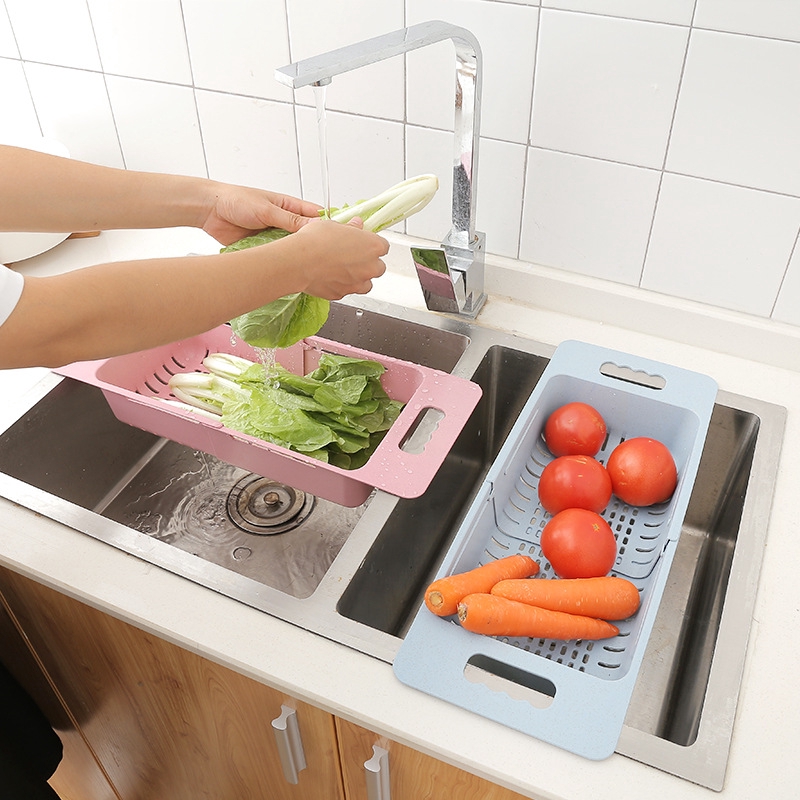 [SOUQIAN HOME] Retractable sink/wash basin/drain basket/rectangular plastic fruit tray/kitchen