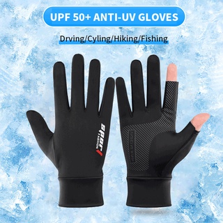 Image of Sunscreen Cycling Gloves Ice Silk Touch Screen Dew Two Fingers Outdoor Fitness Gloves Fishing Driving