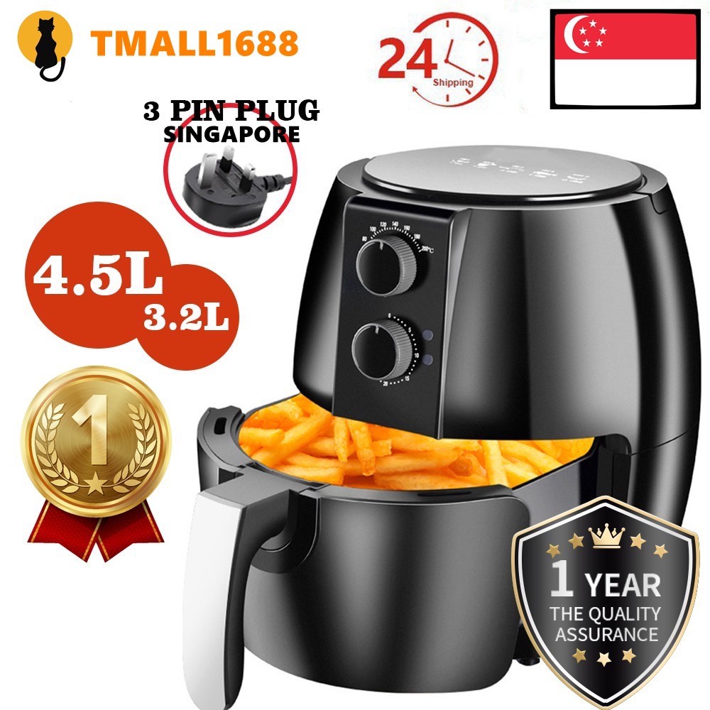 [SG Ready Stock] 4.5/5/7L Electric Air Fryer Timer Cooker Non Stick Fry ...