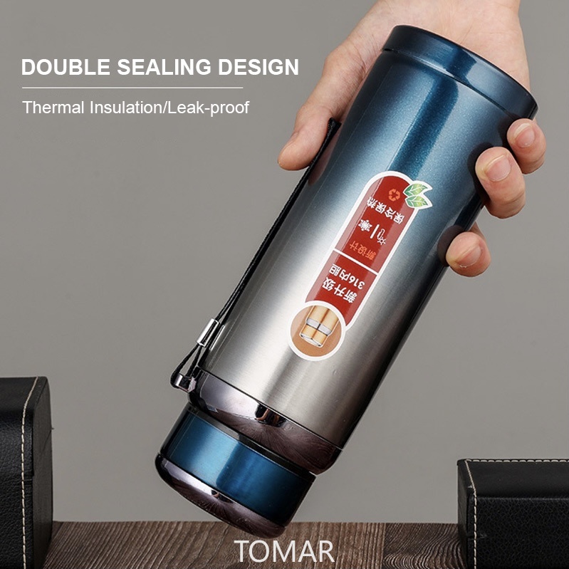 600-1500ml 316 Stainless Steel Vacuum Thermal Flask Bottle Portable Sport Water Bottle Outdoor Climbing With Rope