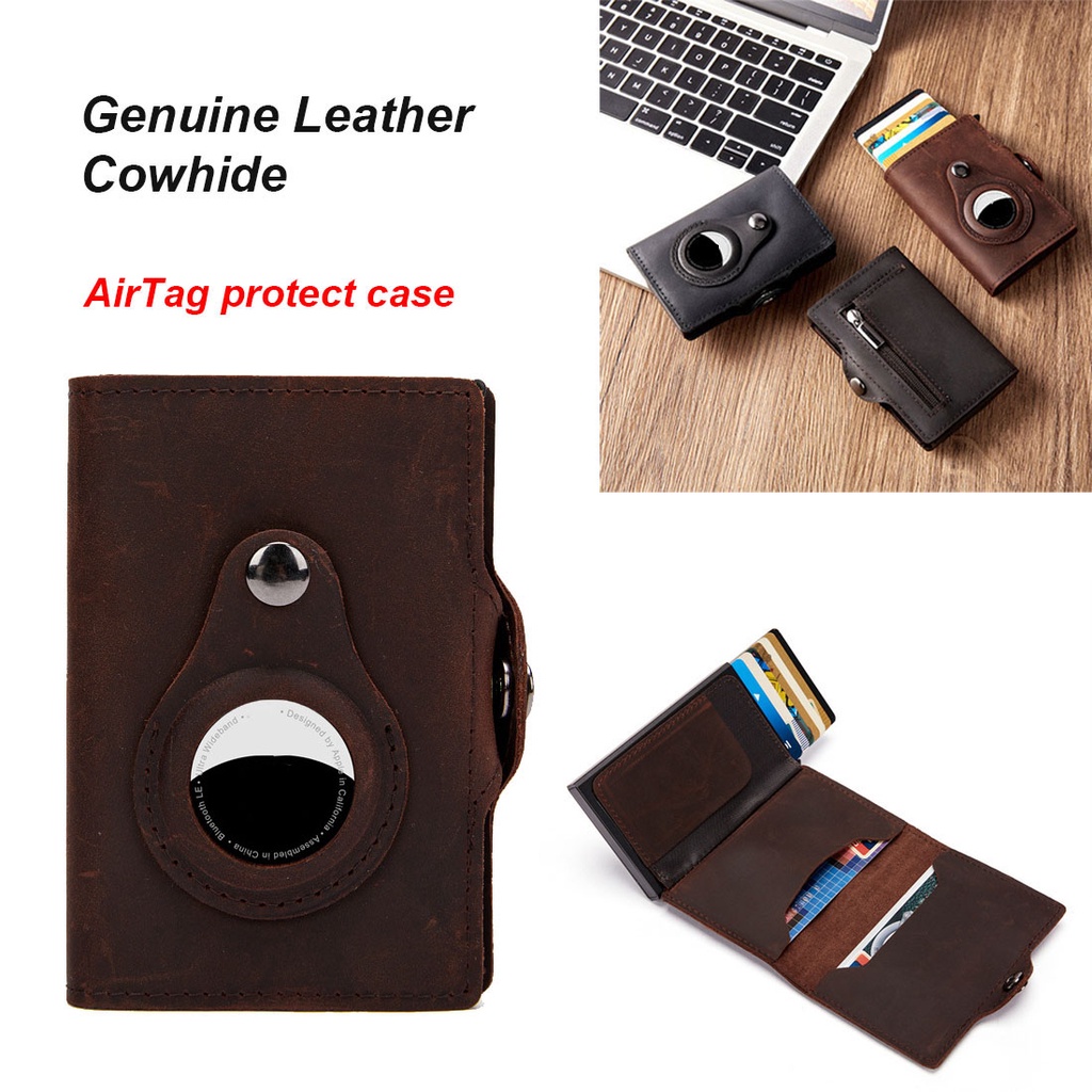 Slim RFID Blocking ID Card Wallet Genuine Cow Leather Bank Card Holder ...