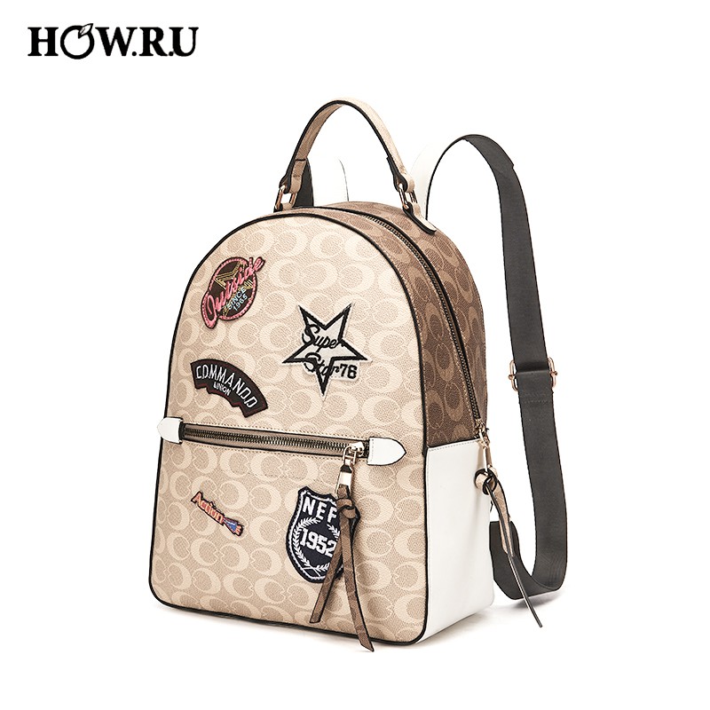 How.R.U Korean Women Bag Floral Print Handbags Casual Anti-Theft Knapsack Back Pack