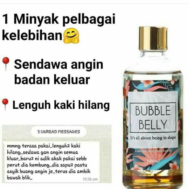 Bubble Belly Oil Minyak Urut Moden 100ml Shopee Singapore