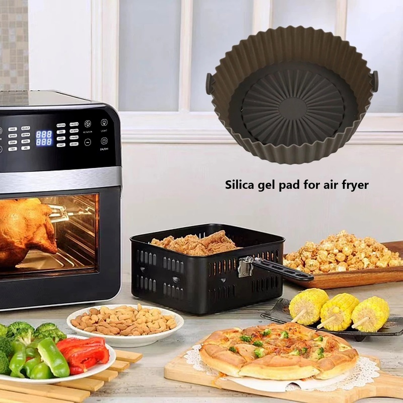 Air Fryer Silicone Pad Reusable Non-Stick Baking Mat Bread Fried Chicken Pizza Tray Kitchen Oven Accessories