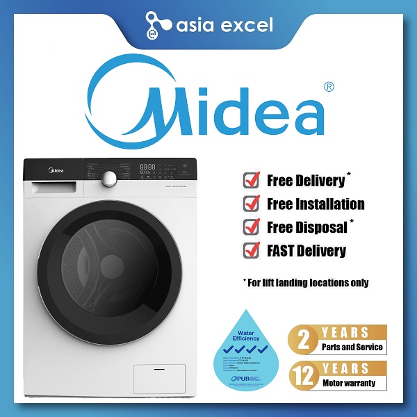 MIDEA MFK968W 9KG KNIGHT INVERTER FRONT LOAD WASHING MACHINE | Shopee ...