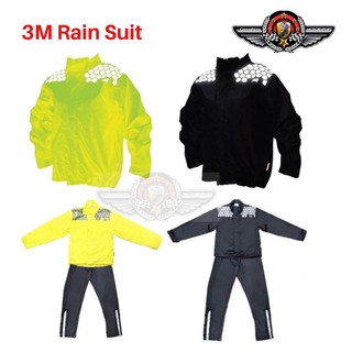 3M Scotchlite Motorcycle Raincoat (Reflective Material) + Trousers (Waterproof) Free Travel Bag
