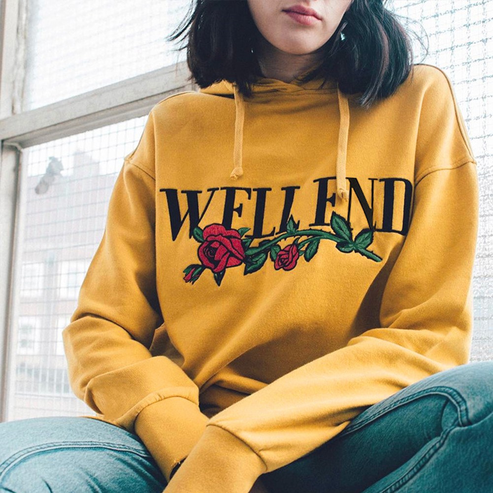 yellow pullover hoodie women's