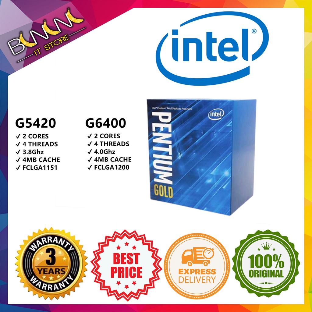 Intel Celeron G5420 G5900 Intel Pentium Gold G6400 Processor 4 00 Ghz G6405 H410m H510m B460m Shopee Singapore