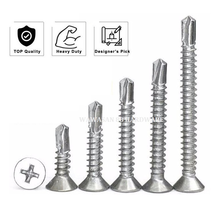 Shop Malaysia Flat Head Self Drilling Screw Self Drill Screw For Metal And Aluminium Zinc Plated Zink Skru Untuk Besi Dan Aluminium Shopee Singapore