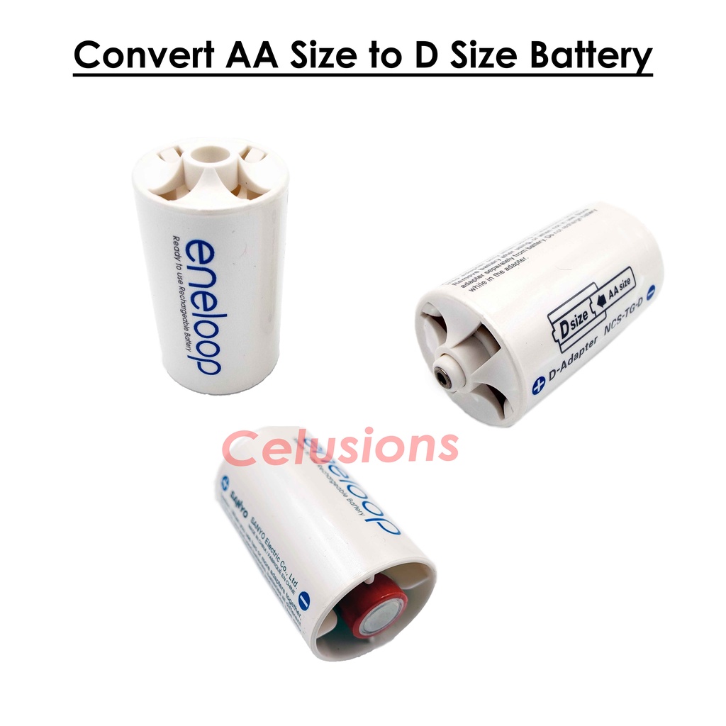Battery Adapter Converter AA Batteries To Type C And D Size Slot