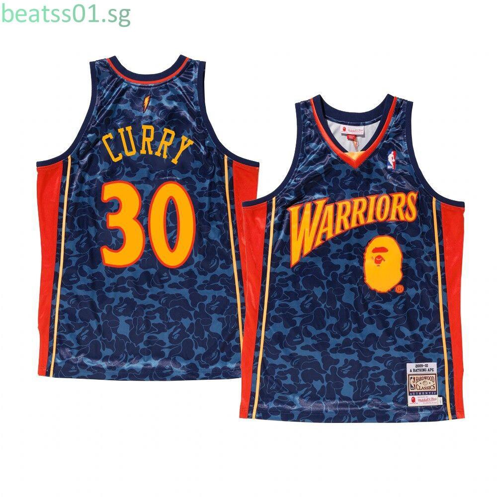 bape x mitchell & ness warriors abc basketball swingman jersey