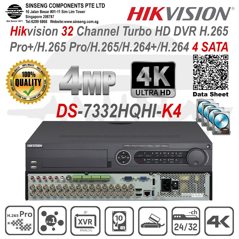 Hikvision Ds 7332hqhi K4 32ch Dvr Pc Mobile App Hik Connect Ivms 4500 Shopee Singapore