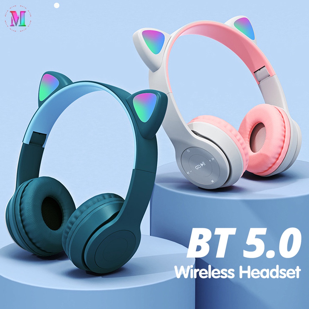 Wireless Headphones Bluetooth Earphone LED Cat Ear For Kids Gift Headset With Mic Online Learning