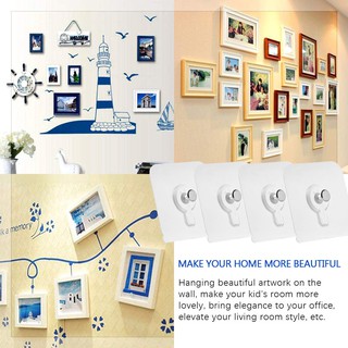 6pcs Photo Frame Hook No Drill Picture Wall Hooks Self Adhesive Picture Hanging Kit for Photo Painting Poster Clock #3
