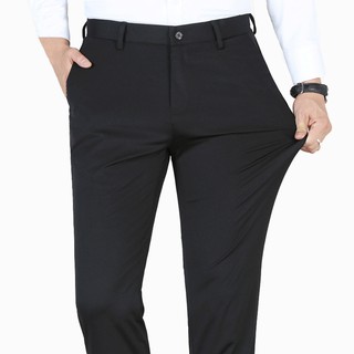 Image of [29-40] Black Pants Men Slim Fit Office Casual Long Pants Elastic Plus Size Pants Formal Trousers Kurta