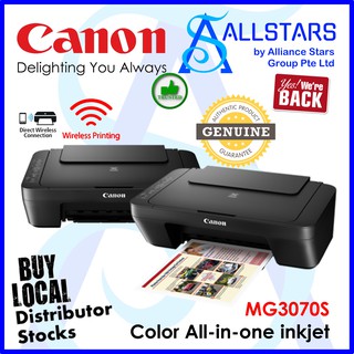 Canon MG3070S All-in-one Color Wireless Inkjet Printer / Print / Scan / Copy (Warranty 2years Carry In to Canon SG)