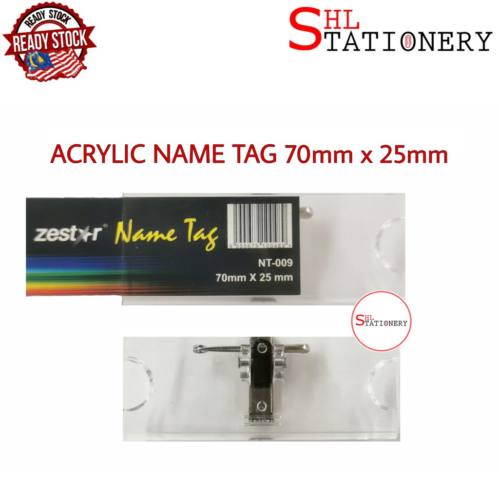 Shop Malaysia Acrylic Transparent Pin Clip Name Tag 70mm X 25mm Badge Card Holder Tag Nama 名牌 Shopee Singapore