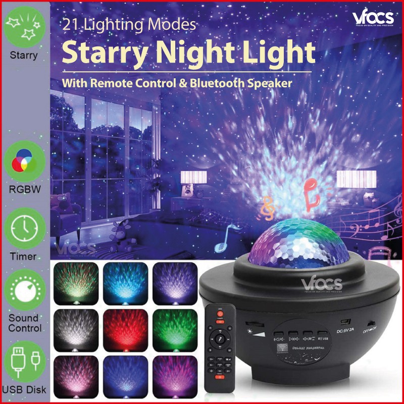 LED Galaxy Star Projector Starry Night Light with 21 Lighting Modes