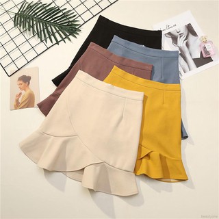 Image of Women Sexy High Waist Ruffled Pleated Short A-line Fishtail Skirt