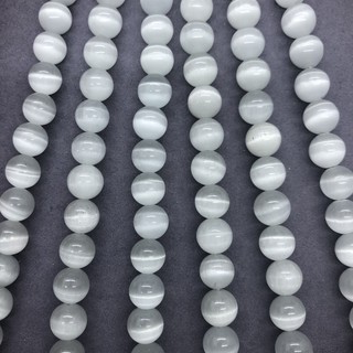 Image of thu nhỏ White Cats Eye Beads 4-12mm Round Natural Loose Opal Stone Bead Diy for Jewelry #5