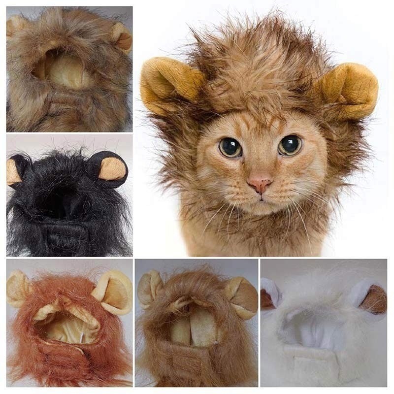 1002 Pet Cat Dog Emulation Lion Hair Mane Ears Cap Autumn Lion Mane Wig Shopee Singapore