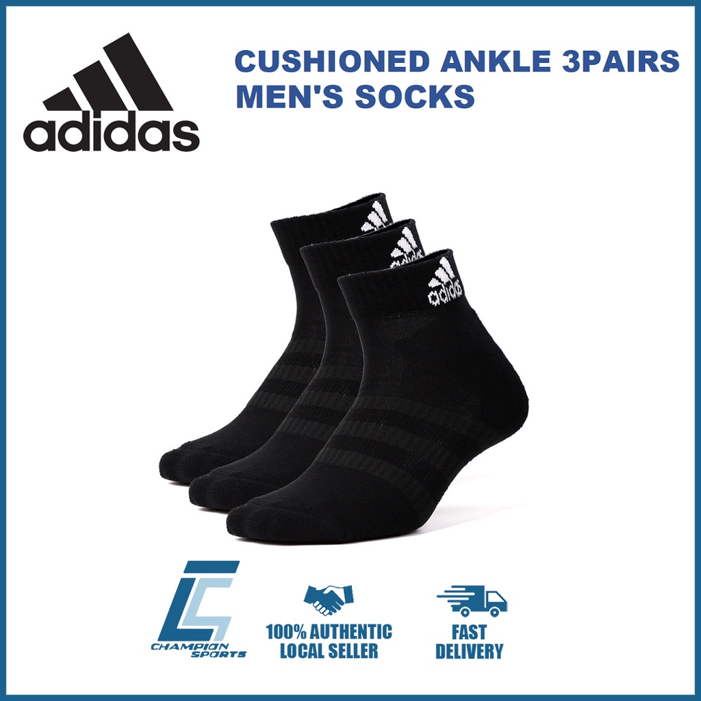 Sense of guilt cancer Criminal Adidas Cushioned Ankle Men's Socks 3Pairs (DZ9379) 100% Authentic | Shopee  Singapore