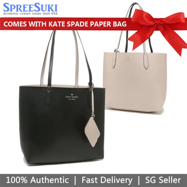 Kate Spade Handbag With Gift Paper Bag Shoulder Bag Refined Grain Ava  Reversible Tote Black # K6052 | Shopee Singapore