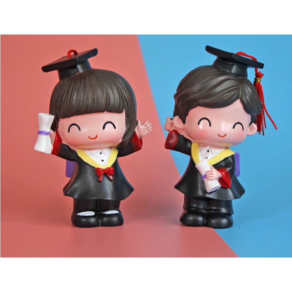 Graduation / Graduates for Boy & Girl Figurines / Cake Toppers (2 Pcs a
