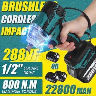onetool 22800mAh 288VF Brushless Electric Impact Wrench 1/2 Lithium-Ion Battery 6200rpm 800 N.M Torque 110-240V