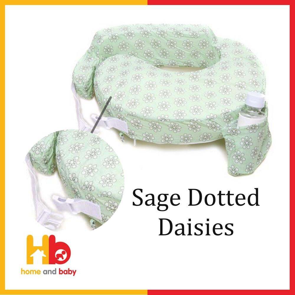 My Brest Friend Nursing Pillow Slipcover Green Sage Dotted Daisies 
