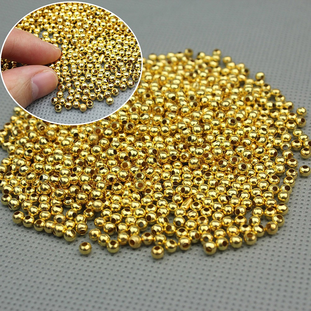 1000 x Gold/Silver Plated Round Ball Spacer Bead 3mm Jewelry Finding Charm Hot 
