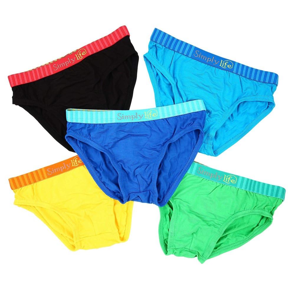 Simply Life Boys Bamboo Briefs with Jacquard Elastic Band (5-Pack Set ...